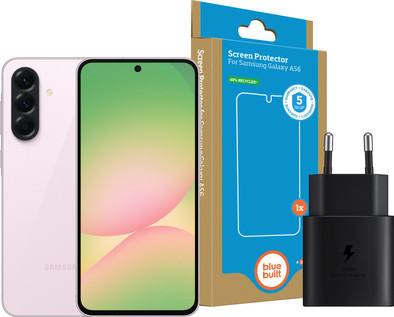 Samsung Galaxy A56 128GB Roze 5G + Basis Accessoirepakket is nooit meer leverbaar