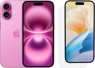 Apple iPhone 16 256GB Roze + BlueBuilt Screenprotector Glas is nooit meer leverbaar