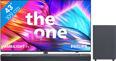 Philips The One 43PUS8909 - Ambilight (2024) + JBL Bar 2.1 Deep Bass M2 Zwart is nooit meer leverbaar
