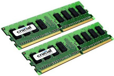 Crucial 4GB DDR2 DIMM 800 MHz (2x2GB) is nooit meer leverbaar