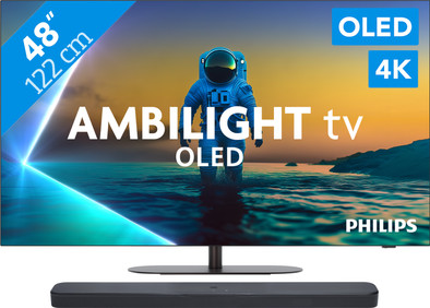 Philips Ambilight 48'' OLED810 4K (2025) + JBL Bar 300 M2 Zwart is nooit meer leverbaar