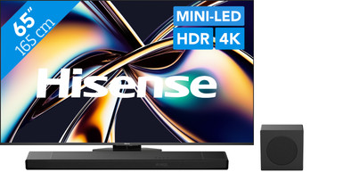 Hisense 65'' ULED Mini-Led U8Q (2025) + Hisense AX3120Q is nooit meer leverbaar
