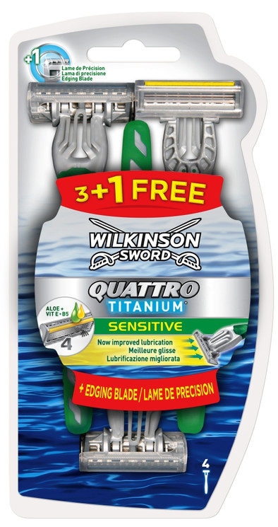 Wilkinson Sword Quattro Titanium Sensitive wegwerpmesjes 4st is nooit meer leverbaar