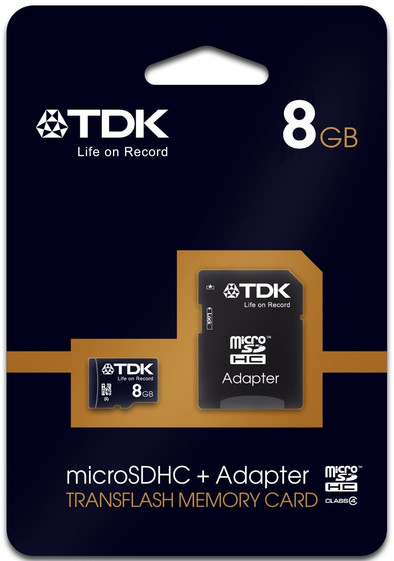 TDK microSDHC 8 GB + SD Adapter is nooit meer leverbaar