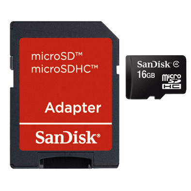 SanDisk microSDHC 16 GB + SD Adapter is nooit meer leverbaar