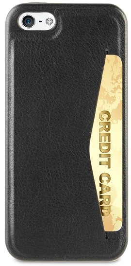 Muvit Leatherette Back Case 1 Cardslot iPhone 5/5S/SE Zwart is nooit meer leverbaar