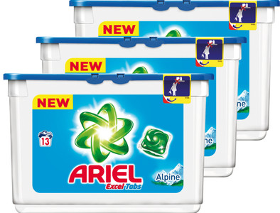 Ariel Excel Tabs Alpine Kwartaalbox is nooit meer leverbaar