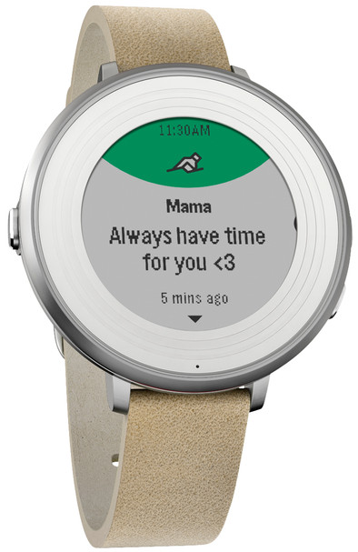 Pebble Time Round Leather Silver/Stone is nooit meer leverbaar