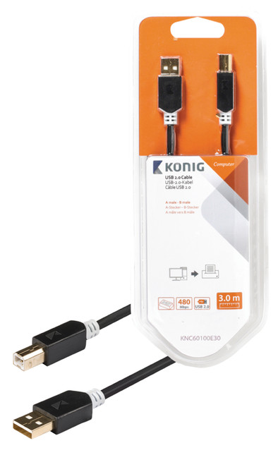 Konig Printerkabel Usb 2.0 3 Meter Grijs is nooit meer leverbaar