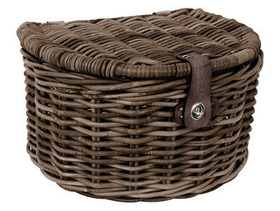 FastRider Rotan Mand Halfrond Met Klep Bruin is nooit meer leverbaar