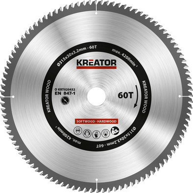Le produit Kreator Lame de scie pour bois 315 x 30 x 3,2 mm 60T ne sera plus jamais disponible
