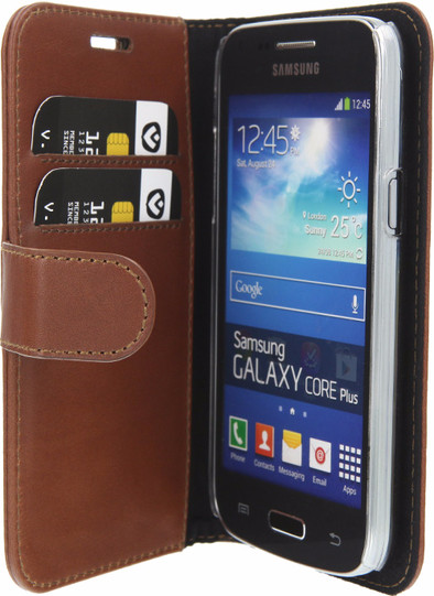 Valenta Booklet Classic Luxe Samsung Galaxy Core Plus Bruin is nooit meer leverbaar