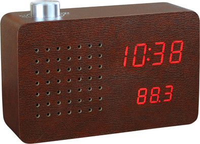 Gingko Radio Click Clock Bruin/Rood is nooit meer leverbaar