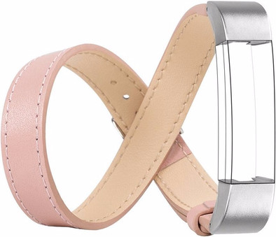 Just in Case Double Tour Leren Watchband Fitbit Alta Pink is nooit meer leverbaar
