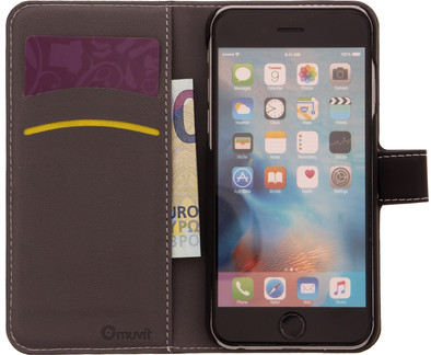 Muvit Wallet Apple iPhone 6/6s Book Case Zwart is nooit meer leverbaar