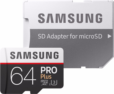 Samsung microSDXC PRO+ 64 GB 100MB/S CL 10 + SD Adapter is nooit meer leverbaar