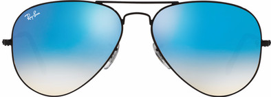 Ray-Ban Aviator RB3025/58 Shiny Black / Mirror Gradient Blue is nooit meer leverbaar