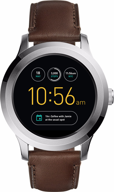 Fossil Q Founder 2.0 46 mm Zilver/Bruin Leer is nooit meer leverbaar