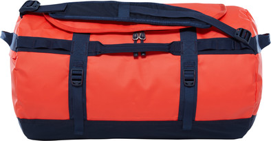 The North Face Base Camp Duffel S Poinciana Orange/Urban Navy is no longer available