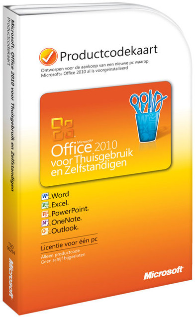 Microsoft Office voor Thuisgebruik en Zelfstandigen 2010 NL Product Key Card is nooit meer leverbaar