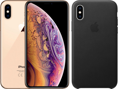 Apple iPhone Xs Max 512 Go Or + Back Cover Cuir Noir
