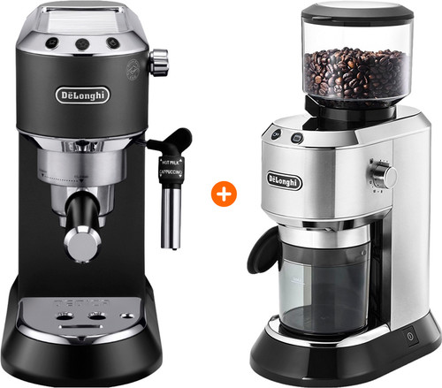 De'Longhi EC685.BK Dedica Black + Coffee Grinder Main Image