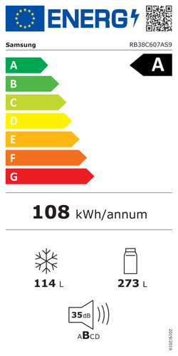 Samsung RB38C607AS9/EF energy label