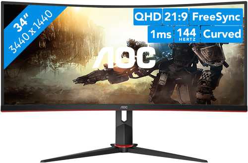 Acheter AOC Gaming CU34G2X/BK 34 Ultra-Wide WQHD 144Hz FreeSync Incurvé LED  - PowerPlanet