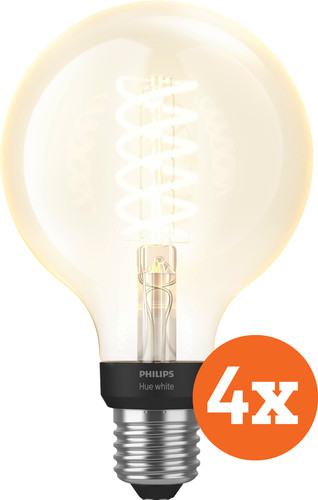 Philips Hue Filamentlamp White Globe E27 Bluetooth 4-Pack Main Image
