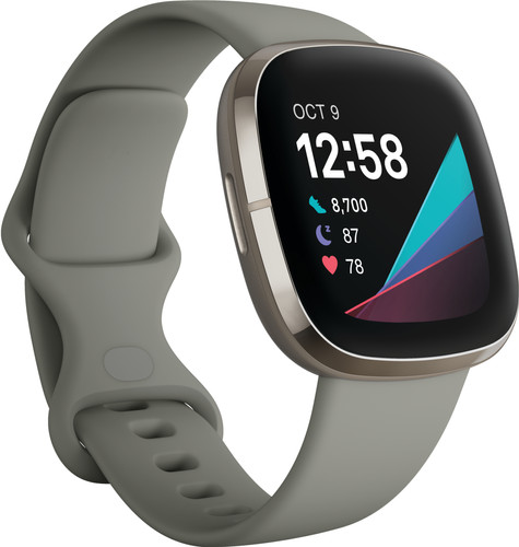 Fitbit Sense Groen/Zilver - Coolblue - Voor 23.59u, morgen in huis