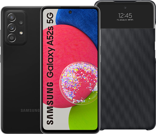 Samsung Galaxy A52s 128GB Zwart 5G  + Samsung S View Book Case Zwart Main Image