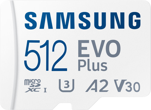 Samsung EVO Plus 512GB microSDXC UHS-I U3 130MB/s Full HD &4K UHD MemoryCard with Adapter Main Image