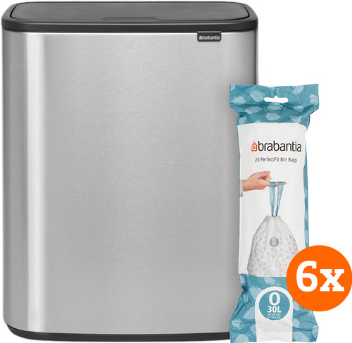 Brabantia Bo Touch Bin 2 x 30 Liter Rvs Fingerprint Proof + Vuilniszakken (120 stuks) Main Image