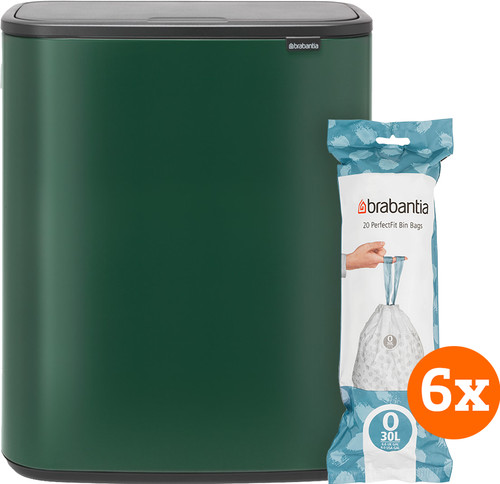 Brabantia Bo Touch Bin 2x 30L Green + Trash Bags (120 units) Main Image