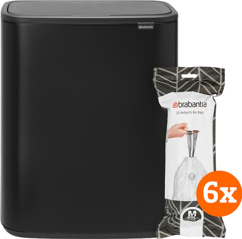 Brabantia Bo Touch Bin 60 Liter Matt Black + Vuilniszakken (120 stuks) Main Image