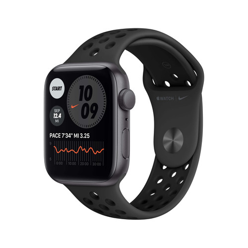 Apple Watch Nike SE 44mm Space Gray Aluminium Zwarte Sportband - Coolblue -  Voor 23.59u, morgen in huis