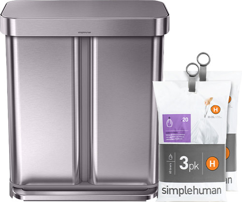 Simplehuman Rectangular Liner Pocket 24 + 34 Liter Rvs + Vuilniszakken (120 stuks) Main Image