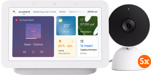 Google Nest Cam Indoor Wired 5-Pack + Google Nest Hub 2 Main Image