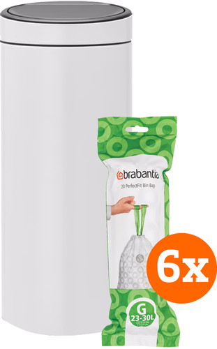 Brabantia Touch Bin 30 Litres White + Sacs Poubelle (120 pièces) Main Image