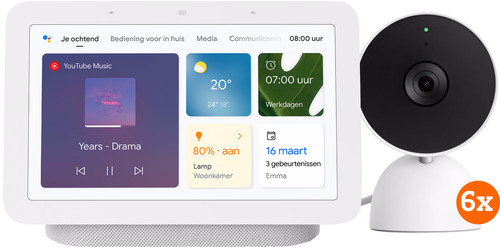 Google Nest Cam Indoor Wired 6-Pack + Google Nest Hub 2 Main Image