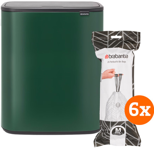 Brabantia Bo Touch Bin 60 Liter Pine Green + Vuilniszakken (120 stuks) Main Image