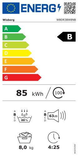 Wisberg WBDR3BW8NB CreaseControl energielabel