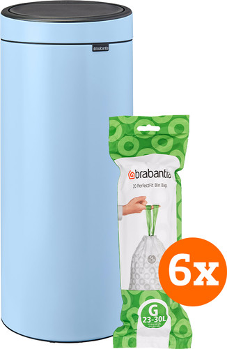 Brabantia Touch Bin 30L Dreamy Blue + Trash Bags (120 units) Main Image