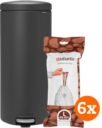 Brabantia NewIcon Poubelle à Pédale 30 Liter Infinite Grey + Sacs Poubelle (120 Pièces) Main Image