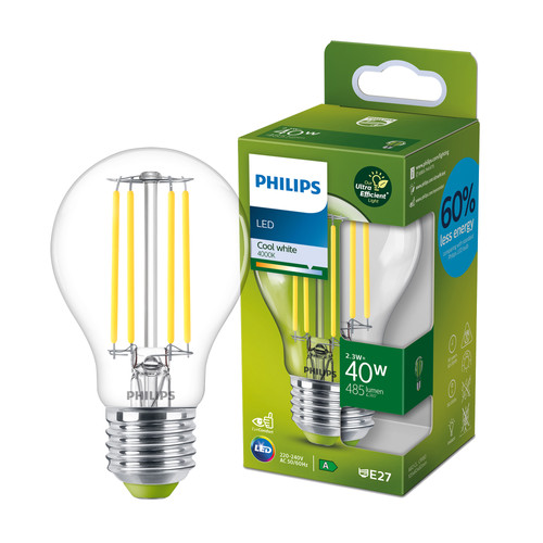 Nietje vat Gedateerd Philips LED Filament lamp - 2,3W - E27 - koel wit licht - Coolblue - Voor  23.59u, morgen in huis