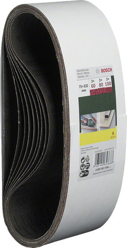 Bosch Set de Bandes Abrasives 9 Pièces 75X533 G60,80,100 Main Image