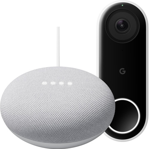 Google Nest Mini White + Google Nest Hello Main Image