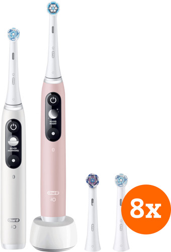 Oral-B iO 6n Blanc et Rose Clair Lot de 2 + Brossettes (8 pièces) Main Image