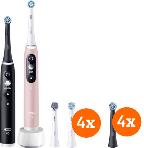 Oral-B iO 6n Zwart en Lichtroze Duopack + iO Ultimate Clean opzetborstels (8 stuks) Main Image