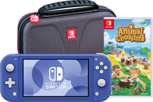 Nintendo Switch Lite Blauw + Animal Crossing New Horizons + Bigben Beschermtas Main Image